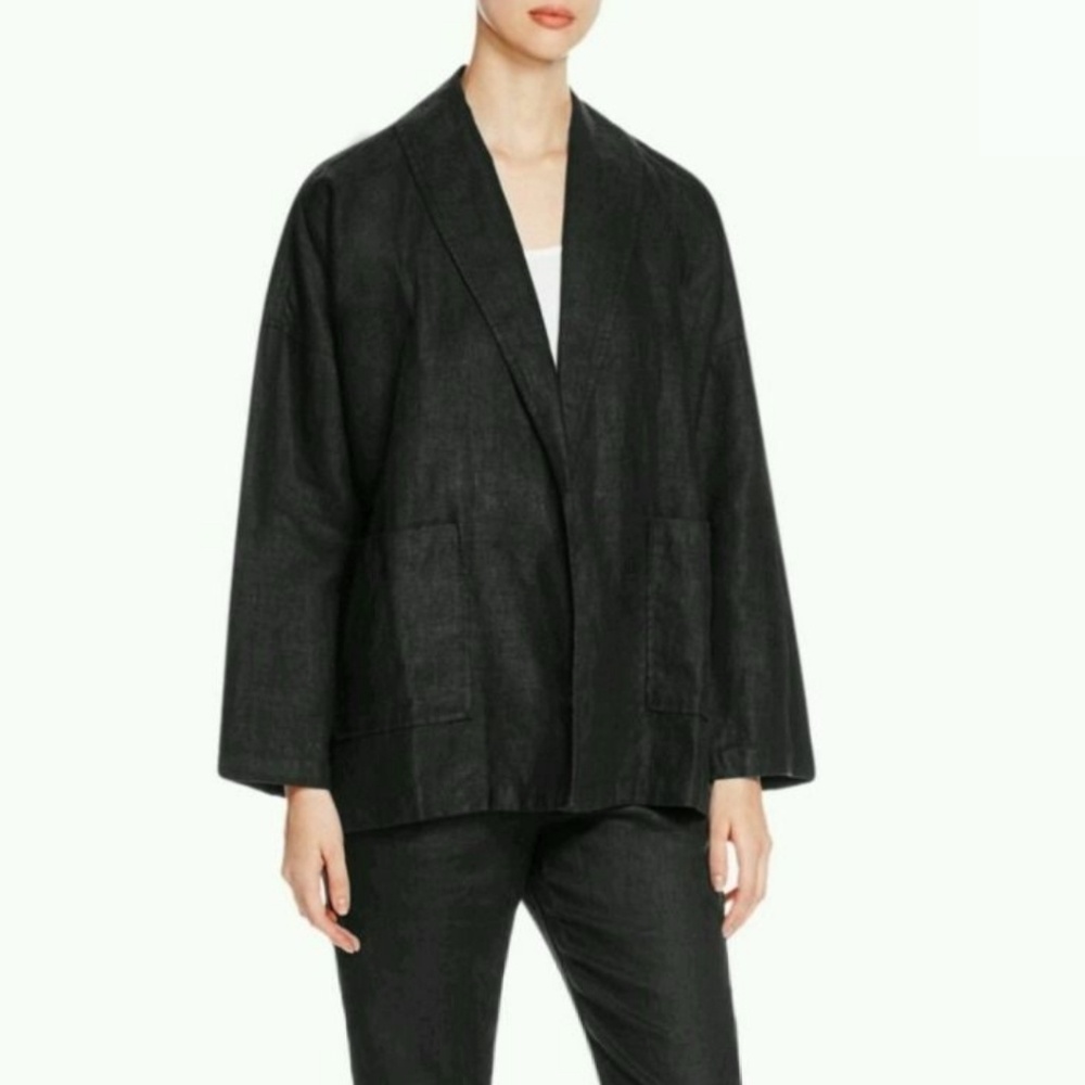 Eileen Fisher | Black Linen Kimono Jacket